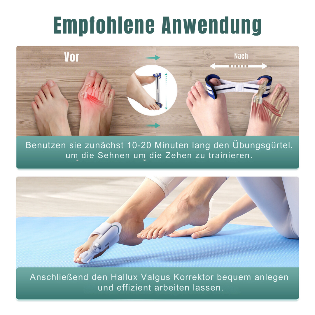 PATENTIERTE Hallux Valgus (Ballenzeh) Schiene & Training Komplett-Set